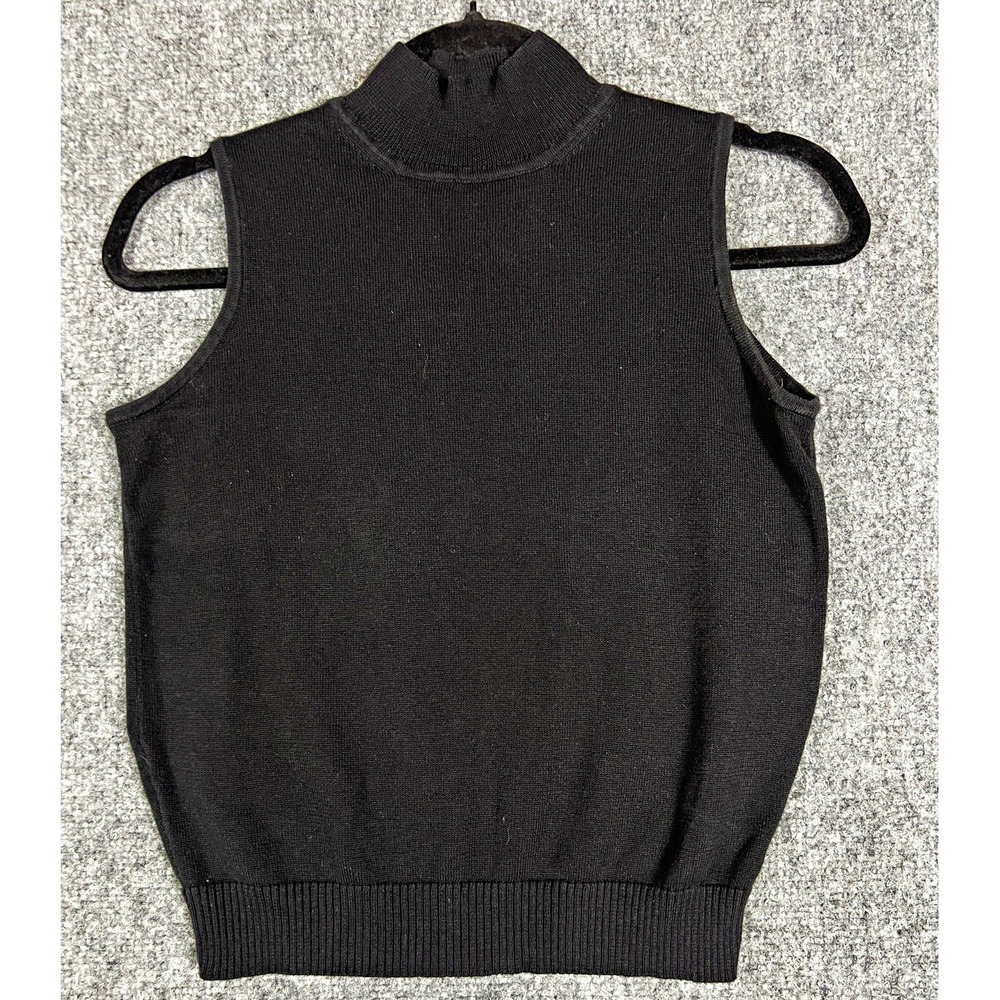 GAP Black Mock Neck Sleeveless Cotton Knit Sweater Vest Ribbed Trim Size S